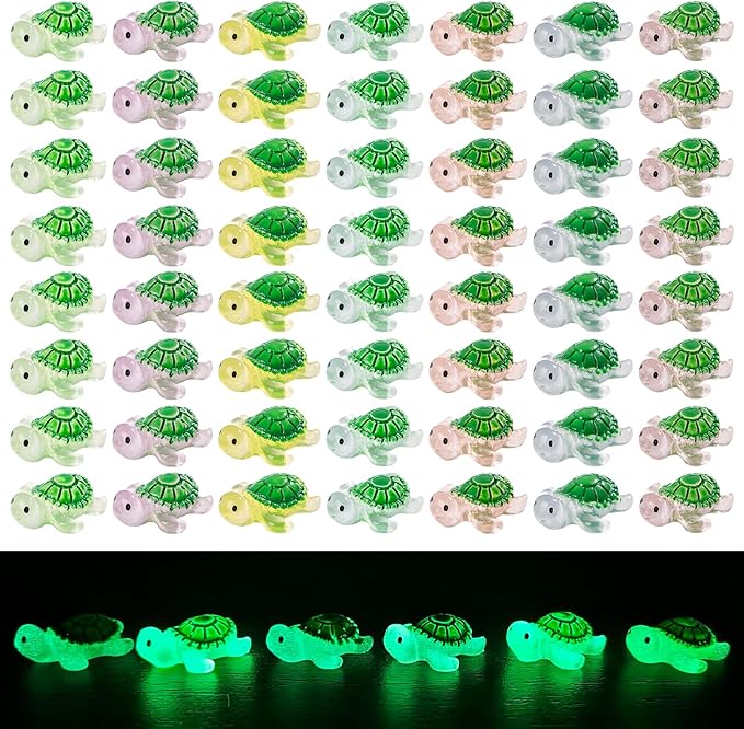 105 Pcs Mini Resin Glow in The Dark Turtle Sea Animals Figures,Ocean Creature Mini Figurines for Fairy Garden Accessories,Miniature Landscapes,Dollhouse,Home Decor