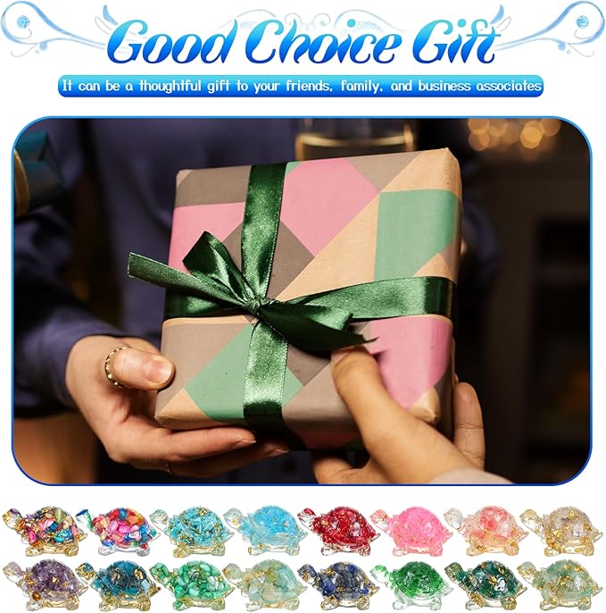 16 PCS Mini Crystal Turtle Figurine Handmade Sea Turtle Animal Figurine Healing Resin Decor Art Animal Statues for Home Office Birthday Party Gift Party Favors
