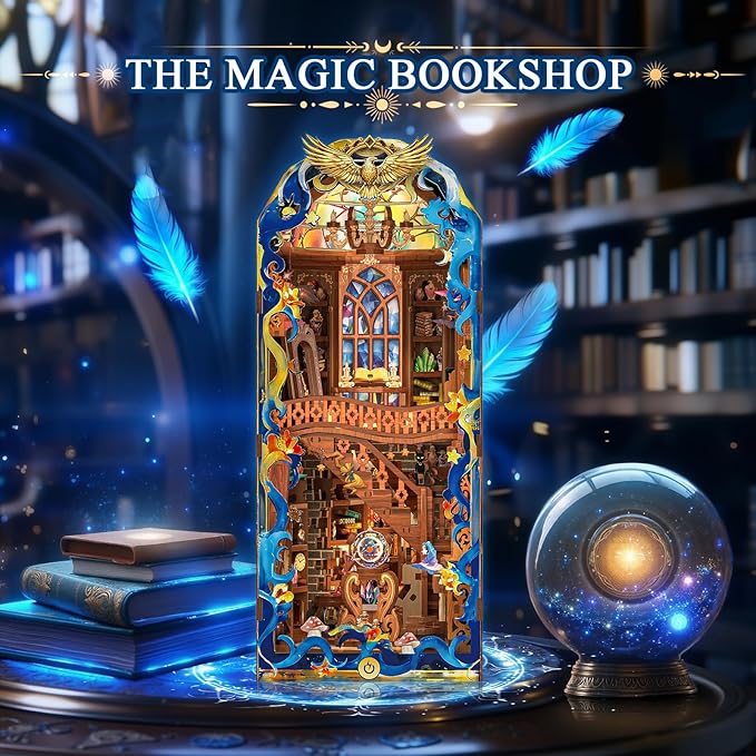 Book-Nook-Kit, DIY Miniature House Kit for Adults/Teens/Beginners, Craft Dollhouse Kit Magic Booknook Tiny House 3D Wooden Puzzle, Model Building Kit with LED Light, Great Gifts for Family and Friends