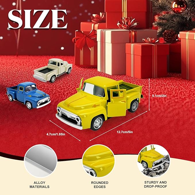 Little Yellow Truck Toy for Toddlers 2 3 4 5 6 7 8 Year Old Boys Girls,1:32 Alloy Toddlers Car Toy Driveable,Car Door Can Open,Toy Trucks for Kids Easter Christmas Birthday Gifts