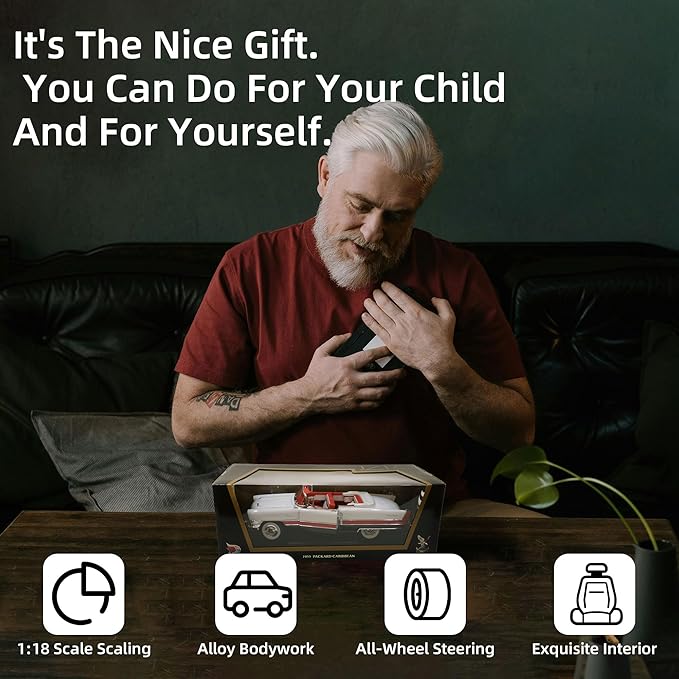 1955 Packard 1/18 Scale Die-Cast Metal Model Alloy Toy Cars with Display Case, with Opening Doors, for Kids Men and Teens Dad 14+ Year