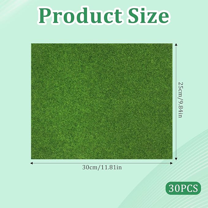 3 Pcs Fake Grass Mat, 10 X 12 Inch Miniature Fake Garden Grass, Grasses Mat for Craft Outdoor Decor Dollhouse DIY Ornament