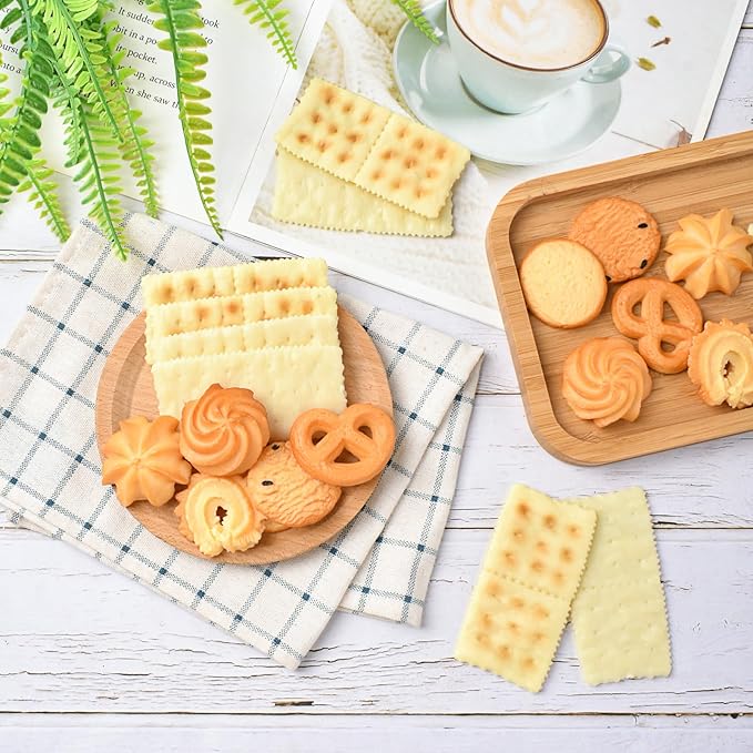 Fake Cookies, 16Pcs 8 Styles Artificial Soda Biscuits Simulation Realistic Dessert Crackers Food for Home Kitchen Shop Display Photography Props