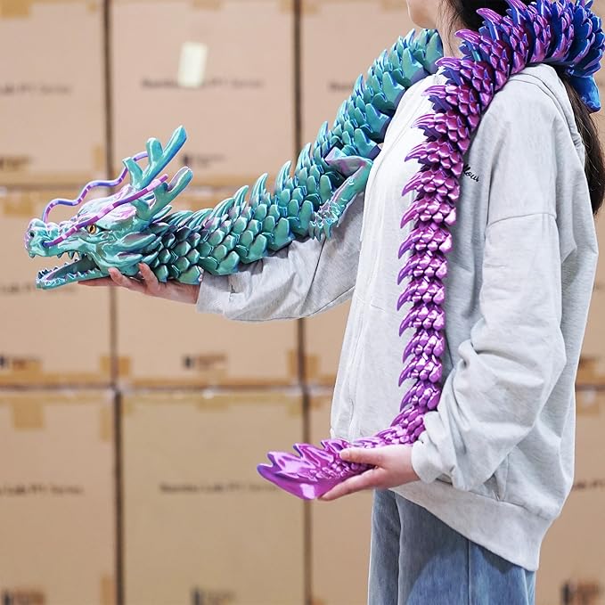 79inch Huge Dragon,Super Large 3D Printed Dragon Model,Movable Mouth,Flexible Joint Animals lacertid Figurines, Stress Relief Toys, Fidget restlessness, ADHD Toys, Surprise Fantasy Gifts