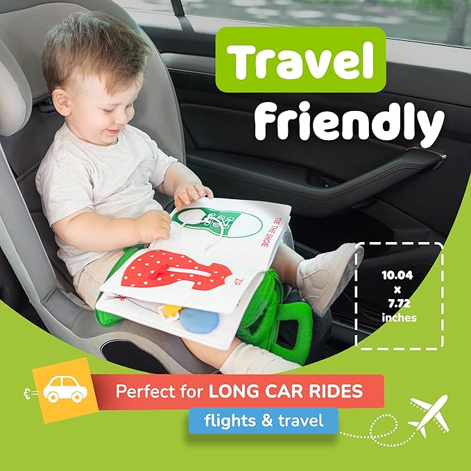 deMoca Montessori Busy Book Toddler Travel Toys 1-3, Activity Quiet Book Airplane Travel Toys for Toddlers 1-3, Busy Board with Car and Plane Activities, Gift for Boys & Girls