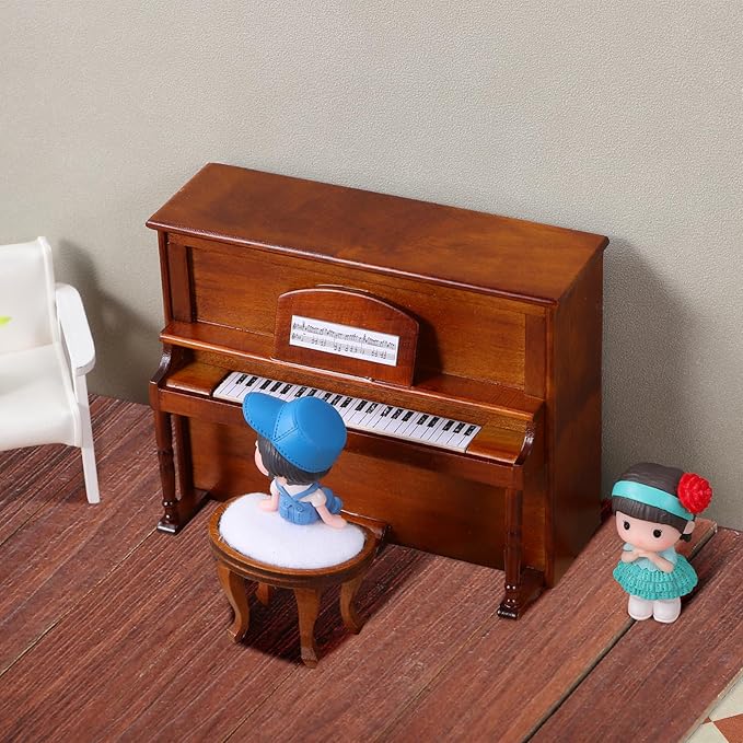 TOYANDONA 40pcs Miniature Dollhouse Flooring, Mini Dollhouse Floor Boards Self Adhesive Dollhouse Wood Flooring Peel and Stick for Dollhouse Accessories (Cherry Brown)