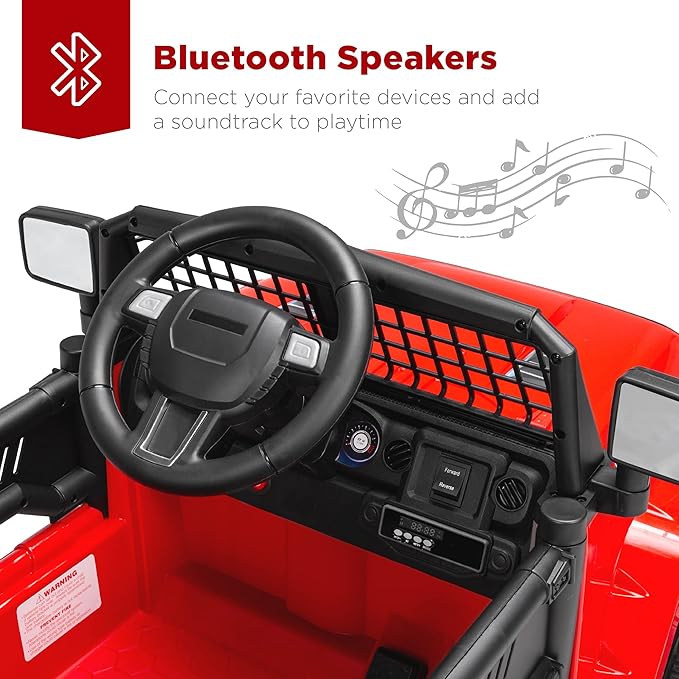 Best Choice Products 12V Kids Ride On Truck Car w/Parent Remote Control, Spring Suspension, LED Lights, AUX Port - Red