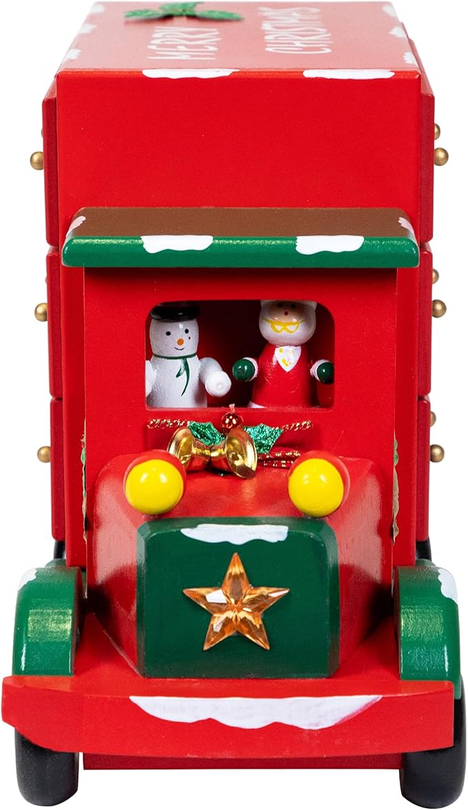 Advent Calendar Storage Truck Christmas Decoration - 14" - Red