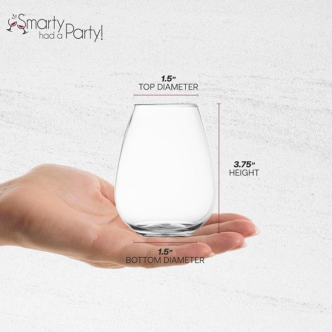 Smarty Had A Party 4 oz Disposable Stemless Wine Glasses (80 Pieces) – Fancy Plastic Cups & Plastic Water Goblets for Wedding Bulk – Wine Glasses Disposable Classy for Toast, for Tastings and Parties