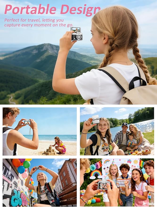 ETODBUWS Mini Keychain Camera, 1080P Digital Camera with 1.47" LCD, 32GB TF Card Included, Pocket-Size Retro Camera for Kids & Adults, Travel Collectible Gift,Black