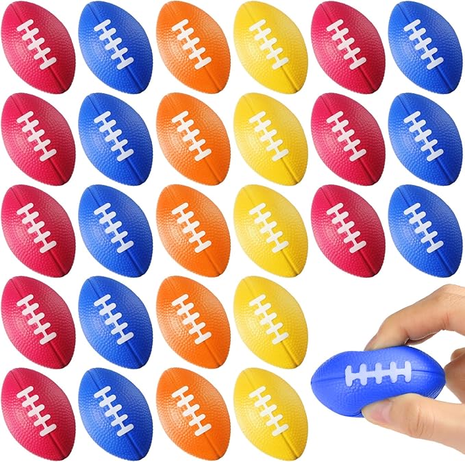 Blulu 30 Pack Mini Footballs Foam Stress Ball Bulk 2.17" for Kids Adult School Party Favor Gift Small Sports Valentines Ball Toy for First Year Down Birthday Party Homecoming Game Goodie Bag Stuffer