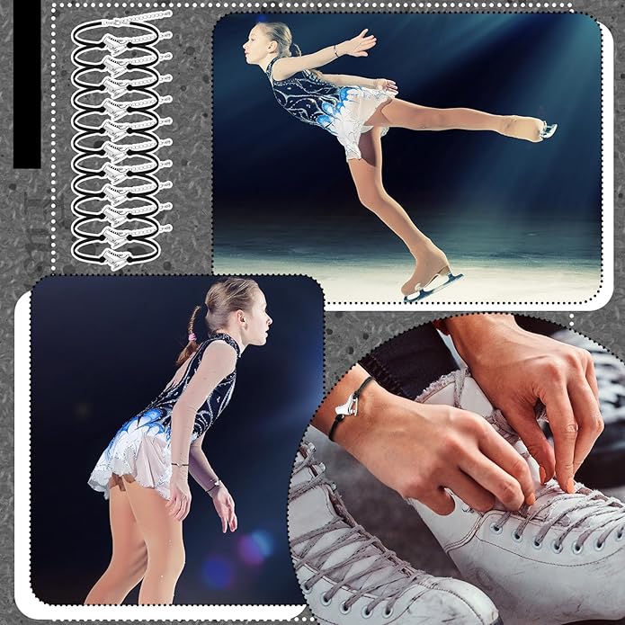 Funtery 24 Pcs Ice Skating Party Favors Colorful Ice Skating Bracelet Skater Birthday Gifts Sports Goodie Items Bulk for Women Men Skater Lover