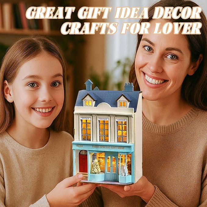 Kisoy Romantic and Cute Dolls' Rooms DIY Miniature House Kit Creative Room Perfect DIY Gift for Friends, Lovers and Families (Paris Gift Store)
