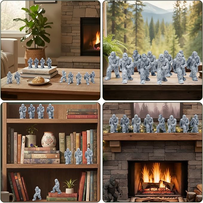 100 Packs Mini Bigfoot Figures Little Sasquatch Figurine Decorations Big Foot Resin Figurines Mini Bigfoot Figures Bulk for Hide and Seek Props Birthday Holiday Party Gifts Home Decor