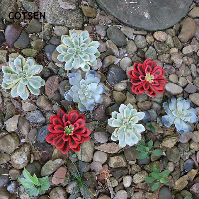 COTSEN 3 Pcs Artificial Succulents Plants Unpotted Assorted Fake Succulents for Office Family Garden Decor