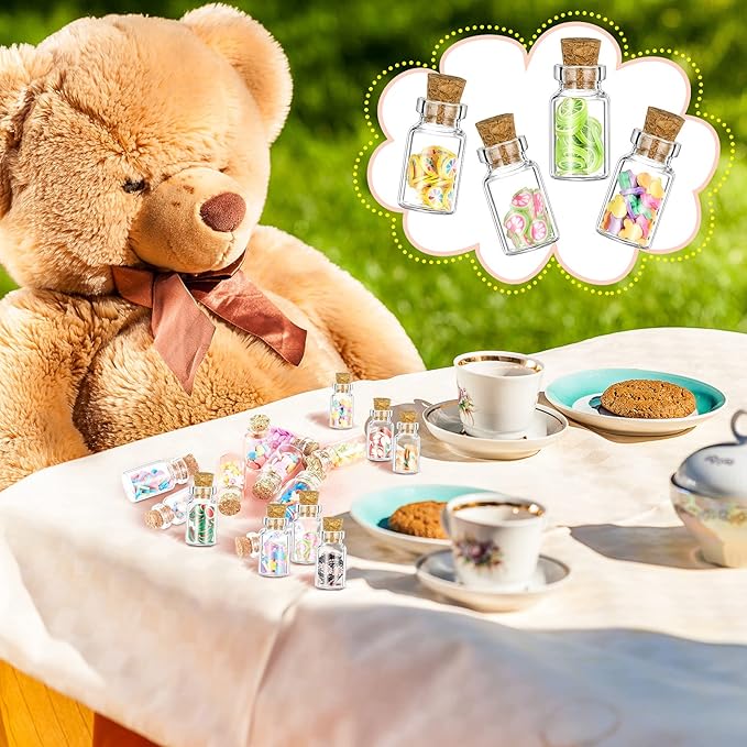 Sumind 50 Pieces Cute Miniature Dollhouse Food Jar Glass Bottle 1:12 Mini Fruit Simulation Scene Candy Snack Model Party Doll House Kitchen Decoration for Dollhouse