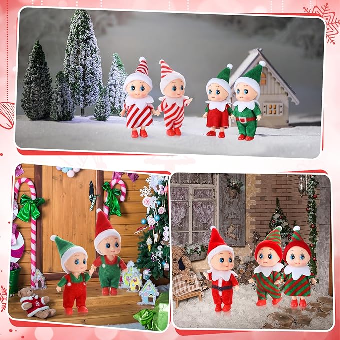 Liliful 66 Pcs Operation Christmas Baby Doll Twins Set with Tiny Christmas Card Velvet Bags, Little Girls and Boys Xmas Miniature Gift for Holiday 2025 New Year Decoration Calendars Stocking Stuffers