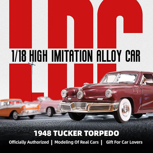 1948 Tucker Torpedo 1/18 Scale Die-Cast Metal Model Premium Classic Vintage Alloy Collection Cars with Display Case, for Kids Men and Teens Dad 14+ Year