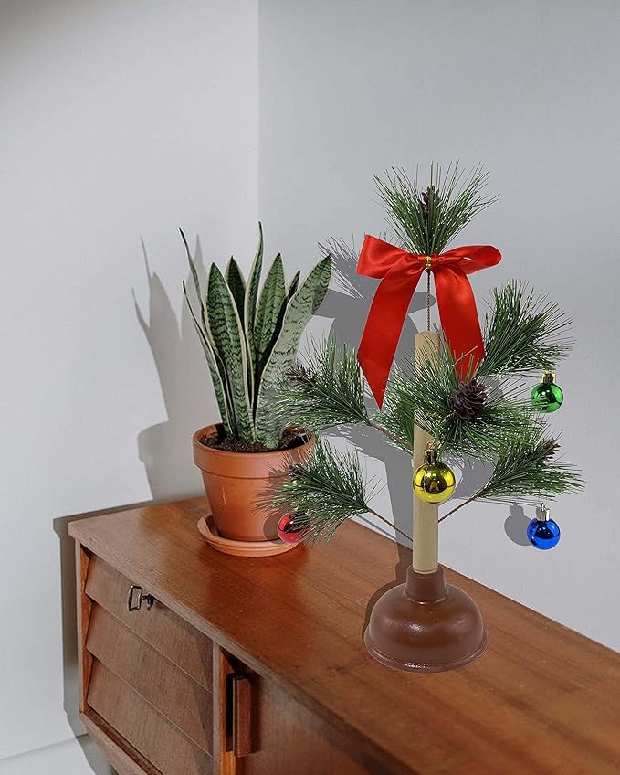 FunisFun Christmas Tree Plunger Funny Gag Gift Hilarious Toilet Humor White Elephant Gift Exchange