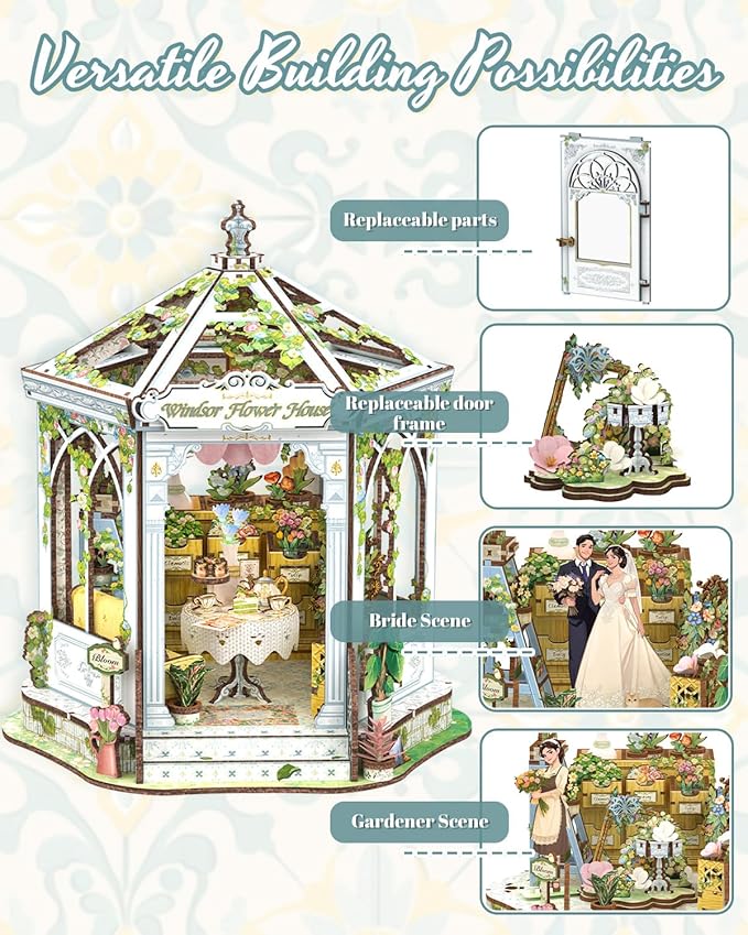 CUTEBEE Garden House Book Nook Kit, DIY Miniature House Kit for Teens Adults, 3D Wooden Puzzle Booknook Tiny House Building Kit for Book Lovers, Gift for Bride and Groom, Family, Friends