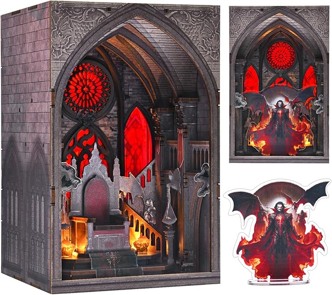 Book Nook Kit - DIY Miniature House Kit for Adults, Teens and Beginners, Dollhouse Booknook Library Tiny House Bookshelf Decor, Gifts for Family, Friends (Throne of Blood)