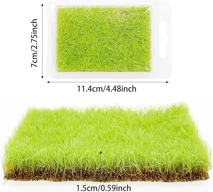 Woohome 2 PCS Model Grass Tufts Resin Static Scenery Model, Artificial Grass for Building Model, DIY Miniature Train Landscape Terrain Railway Scenery Decorations, Green
