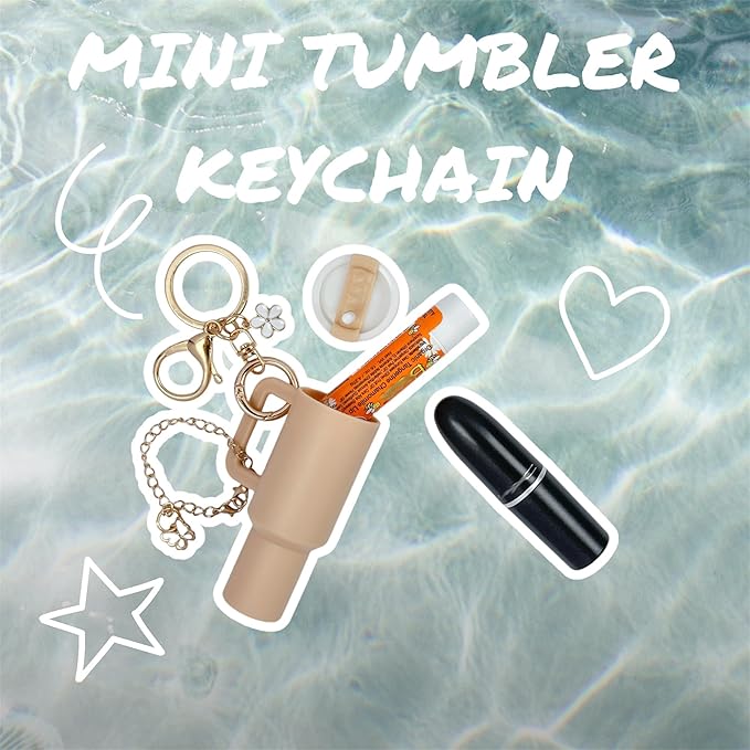 ERTUNA Mini Tumbler Keychain Accessories for Stanley Cup, 2 Way Cute Charms Chapstick Lip Balm Holder for Women Purse Handbag