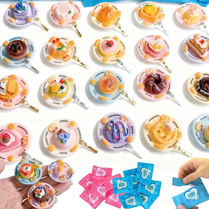 30Pcs Blind Bags Mini Cakes - Realistic Dessert Accessories, Blind Bag Resin Cake Set for Doll House Decor,Dollhouse Accessories Mini Pastry Toys, Pretend Play Kitchen Party Supplies