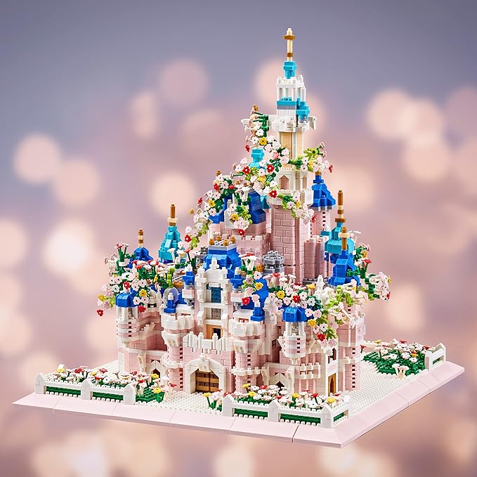 Kadablk Architecture Castle with Flower Series Micro Blocks Building Sets for Adults and Teens, 4000+ PCS Bricks Building Blocks - Upgrade Version