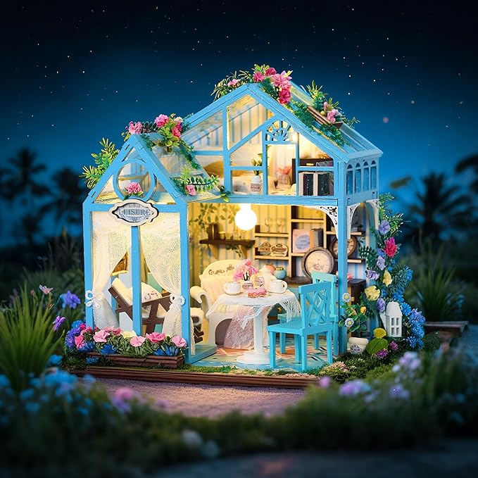 BenBen DIY Miniature House Kit, Mini House Building Kit for Adults, Model Craft Kits with Furniture, Tiny Dollhouse Diorama to Build for Hobbies, Gifts for Family and Friends(Garden Tea House)