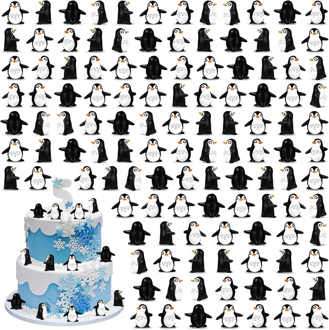 120 Pcs Mini Penguin Resin Figurines, Tiny Animals Miniature Ornaments for Home Decor, Cake Decoration, DIY Crafts
