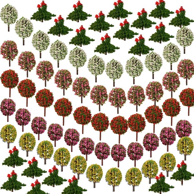 OrgMemory 90Pcs Model Trees, Miniature Plants Train Scenery Artificial Fake Trees Model Railroad Scenery, Diorama Supplies, DIY Scenery Landscape