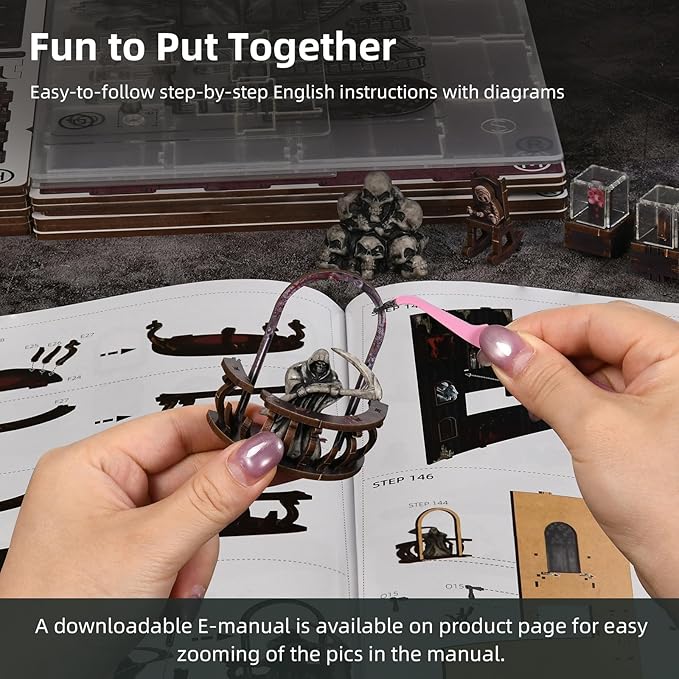 Book Nook Kit, DIY Miniature Dollhouse, Library Booknook Kit Bookend Bookshelf with LED Light for Adults Teens (Haunting Relics)