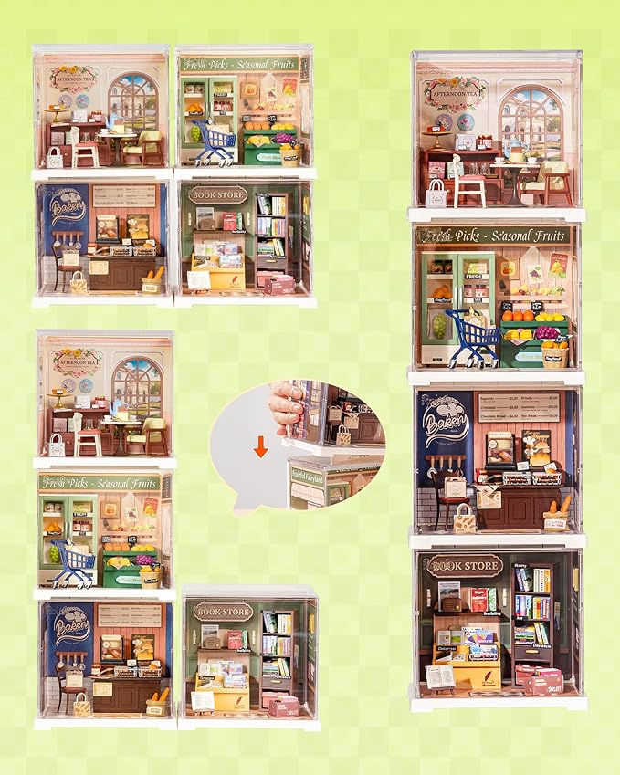 Rolife Super Creator Mini Series Fruits Shop, DIY Plastic Miniature Kits Retail Store Series, Mini Model House Building Set for Teens Aged 14+, DIY Crafts/Hobbies for Adults (Nature Energy Fruits)