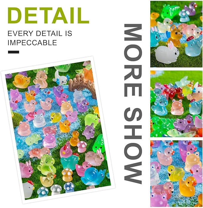 127pcs Mini Resin Animals Figures Bulk Pack-18 Miniature Animal Types with Glowing Effect for Fairy Gardens,Aquariums,Dollhouse,DIY Collection