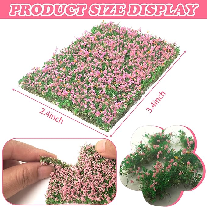 Warmtree Hand Torn Model Grass Tufts Flower Cluster for Miniature Scenery Applicable for N & HO Scale for Train Layouts Diorama Supplies and Architectural Models (Sakura Pink)