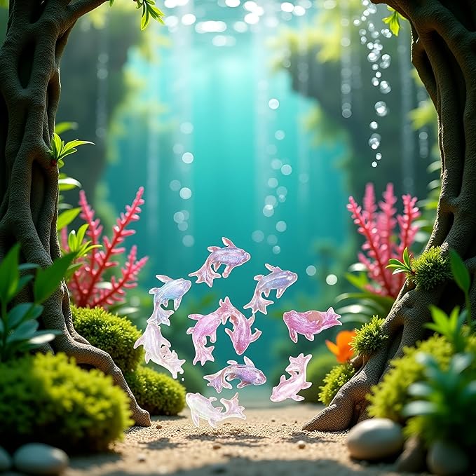 100Pcs Colorful Cute Mini Shiny Miniature Resin Goldfish Figurines, DIY Terrarium Crafts Ornament Accessories, Fairy Garden Accessories Ornament, Outdoor Decor