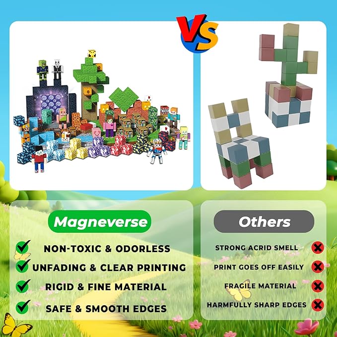 464 Pcs Magnetic Building Blocks with 10 Magnetic Figures - Magnetic Blocks for Kids Ages 4-8, Magnet Cubes Stacking, STEM Toys, Birthday Gift for 3 4 5 6 7 8-12 Year Old Boys Girls (Patent Pending)