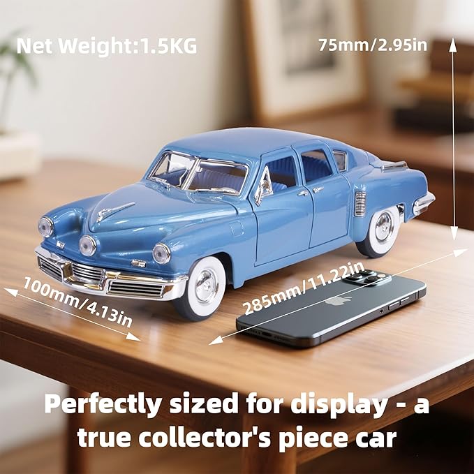 1948 Tucker Torpedo 1/18 Scale Die-Cast Metal Model Premium Classic Vintage Alloy Collection Cars with Display Case, for Kids Men and Teens Dad 14+ Year
