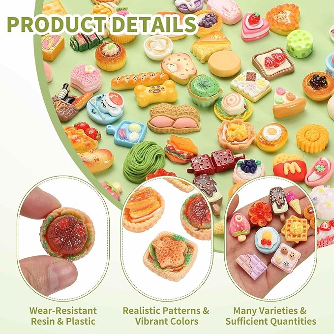 Dollhouse Miniature Food, Cute Mixed Fried Dough Sticks Plate Figures Toys Mini Resin Foods Trinkets for Pretend Play Kitchen Cooking Game & Doll House Decor (Mixing Colors, 20pcs)