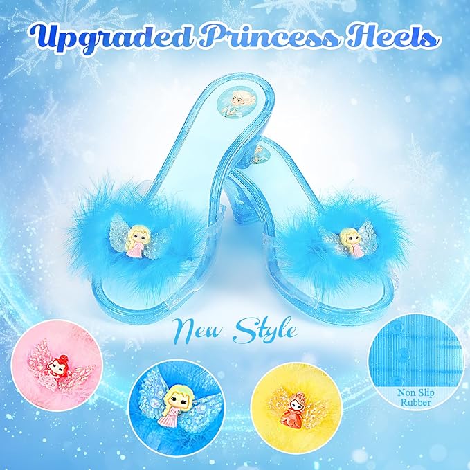 Mastom Princess Dress Up Shoes Set, Girls Role Play Dress Up Toys, Toddler Princess Dress up Shoes with Crowns kit Gift for Girls Aged 3 4 5 6 Years Old