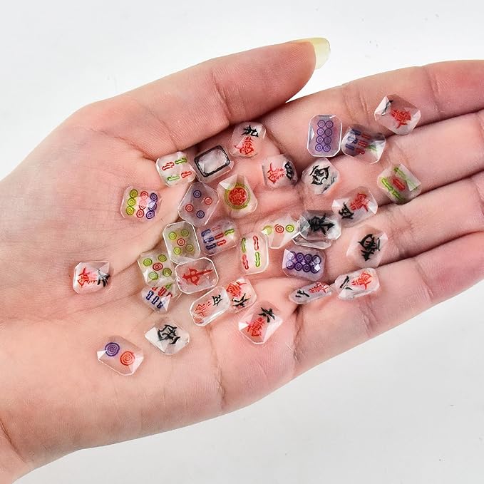 200 Pieces Tiny Mahjong for Dollhouse Miniatures Resin Things for Crafts Mini Mahjong for Fairy Garden Micro Landscaping Decoration