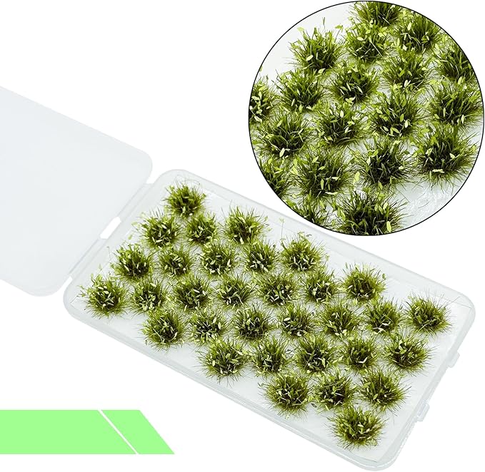 Cayway Miniature Grass Cluster, Static Tuft Model Vegetation Groups for DIY Train Landscape Railroad Scenery, Flower (Green and Red)