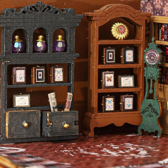 Book Nook Kit with LED – DIY Wooden Miniature Bookshop Puzzle Model for Teens & Adults, Easy Craft Assembly, Collectible Gift & Bookshelf Display Decor for Relaxing Hobbies & Holiday Joy