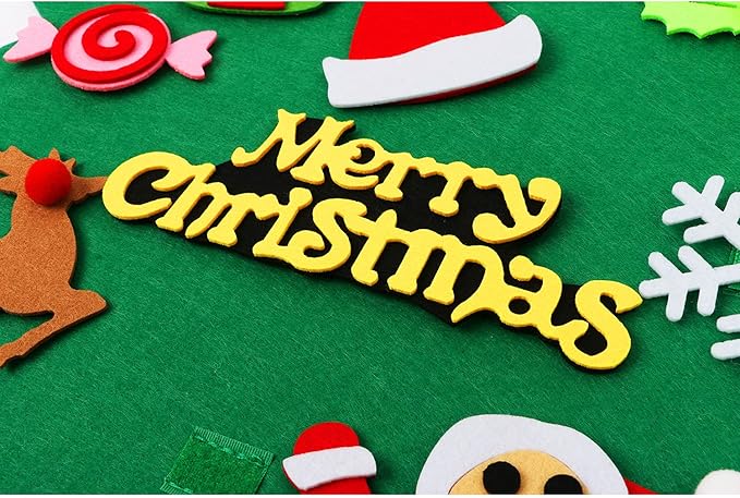 CASA CLAUSI Felt Christmas Tree for Kids Christmas Decorations Xmas Gifts Home Door Hanging Decor Party Supplies Ideas Kids DIY 3.2ft 33 Pcs