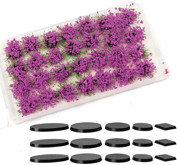 Miniature Vegetation Bushy Shrubs Tuft Flowers with Model Bases War Game DIY Railway Terrain Scenery (G)