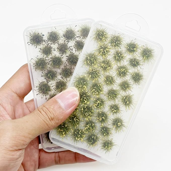 Cayway Miniature Grass Cluster, Static Grass Tuft Model Vegetation Groups for DIY Model Train Landscape Railroad Scenery Grass Tufts Flower (Withered Green and Red)