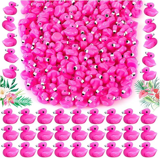 200Pcs Mini Resin Flamingo Ducks, Cute Ducks for Cake Topper Garden Dollhouse Landscape Aquarium Ornaments DIY Crafts