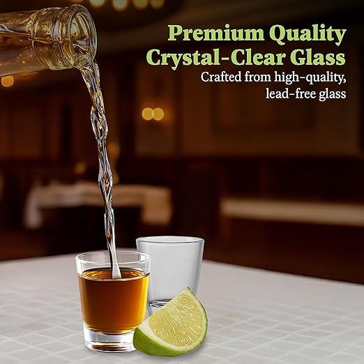 QUAFFER Mini Shot Glass (Set of 6) – Elegant Classic Shot Glasses 1 oz – Classic Whisky Vodka Tequila Sherry Brandy Cordial Mini Snifters Glasses - Perfect for Parties, Bars, Events, Home Bar