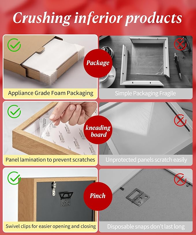 12x16 Shadow Box Picture Frame Display Case with Soft Linen Back-Thickened Panel,Large Brown Deep Shadow Box Frame 12x16 for Jersey Graduation Items Flower Craft Memorial Gifts